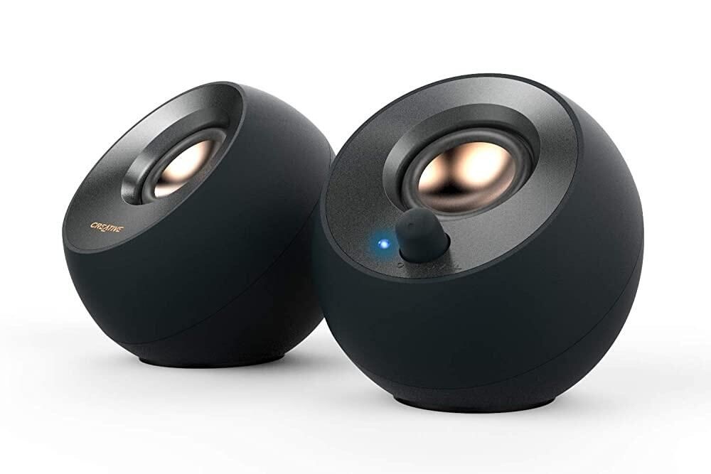 크리에이티브 [해외] Creative 페블 V2 미니멀리스틱 2.0 USB-C 데스크탑 스피커 3.5mm AUX 최대 8W RMS 전원 타입 A 어댑터 포함 블랙