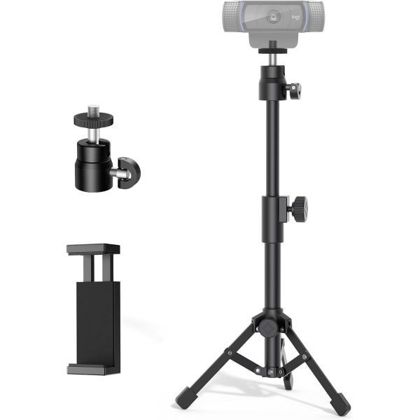 InnoGear [해외] InnoGear 웹캠 삼각대 데스크 카메라 스탠드 마운트용 확장형 휴대폰 홀더 포함 C922 C930e C920S C920 C615 C960 C920x BRIO 4K N