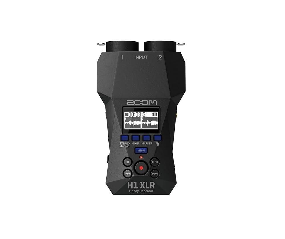 [해외] Zoom H1 XLR 2채널 레코더, 음악가, 영화 제작자 및 팟캐스터용, XLR/TRS 잠금 입력 2개, 3.5mm 스테레오 마이크/라인 32비
