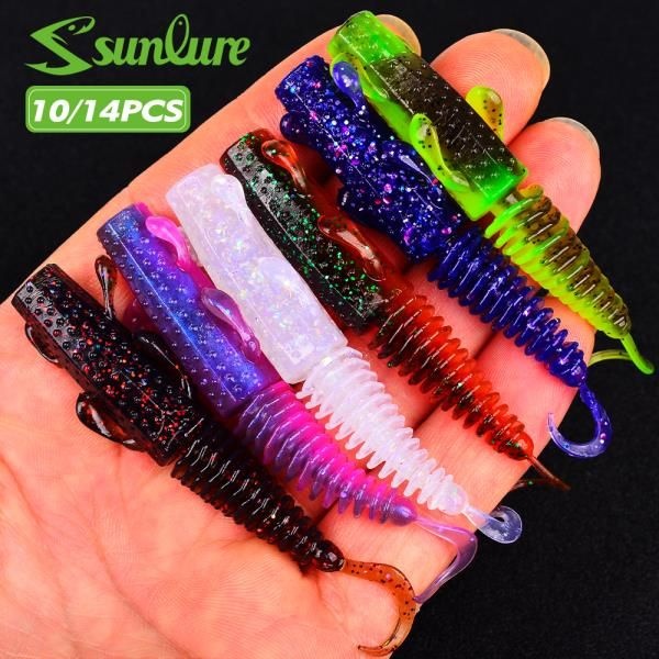 Sunlure 웜 루어 10/14 미니 소프트 실리콘 미끼 인공 유충