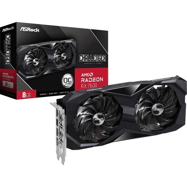 [해외] ASRock Radeon RX 7600 Challenger 8GB OC, RDNA 3, 2695MHz 부스트, GDDR6 128비트, PCIe 4.0, 듀얼 팬, 0dB 저소음, HDMI 2.1, DisplayPort 1.4