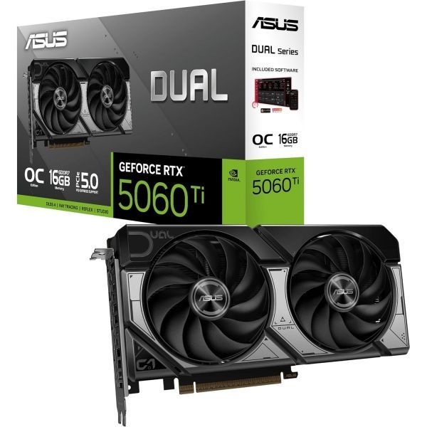 [해외] ASUS 듀얼 NVIDIA 지포스 RTX 5060 Ti 16GB GDDR7 OC 에디션 그래픽 카드, (PCIe 5.0, DLSS 4, HDMI 2.1b, 디스플레이 포트 2.5슬롯, Axi