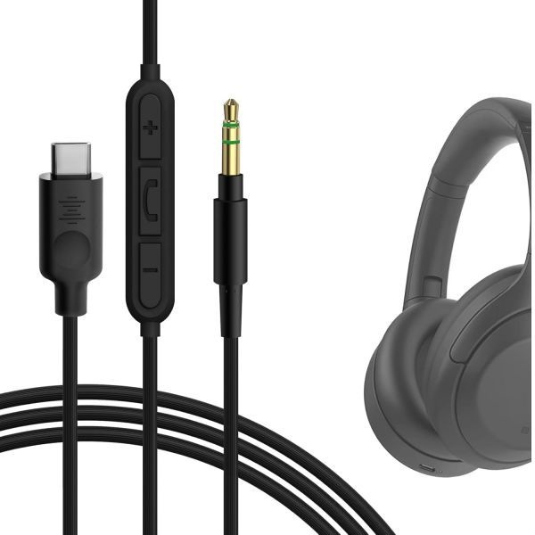 [해외] GEEKRIA USB-C 디지털 오디오 케이블, 마이크 포함, 소니 ULT WEAR, WH-1000XM6/1000XM5, WH-XB920N, 인라인 및 볼륨 컨트롤이 있
