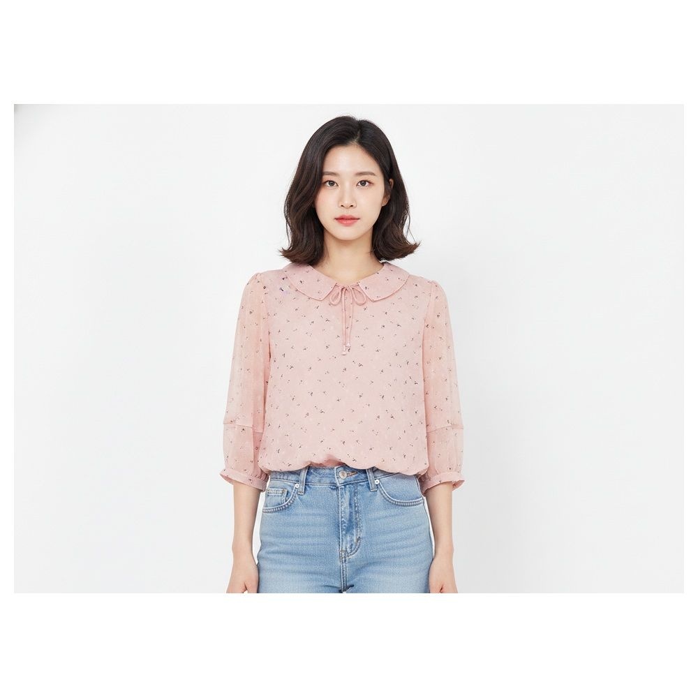 지센 [피어로즈] 도트변형 플랫 카라 블루종 블라우스 LFWSP391_PK