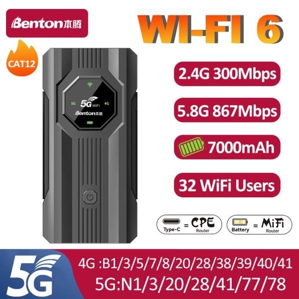 벤튼 휴대용 미피 7000mh 배터리 USB 전원 SIM 라우터 4G