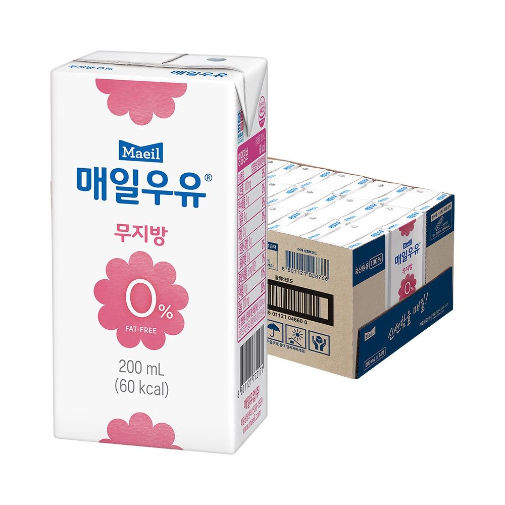 [온누리7%혜택]매일 멸균우유 무지방 0% 200ml 24팩