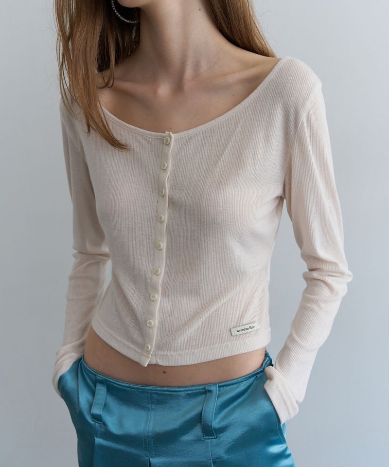 오버듀플레어 OVERDUEFLAIR WIDE NECK MINI CARDIGAN_CREAM OF62CD601CR 3378955