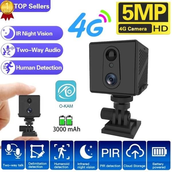 4K 와이파이 또는 4G 심 미니 카메라 듀얼 렌즈 5배 줌 동작 감지