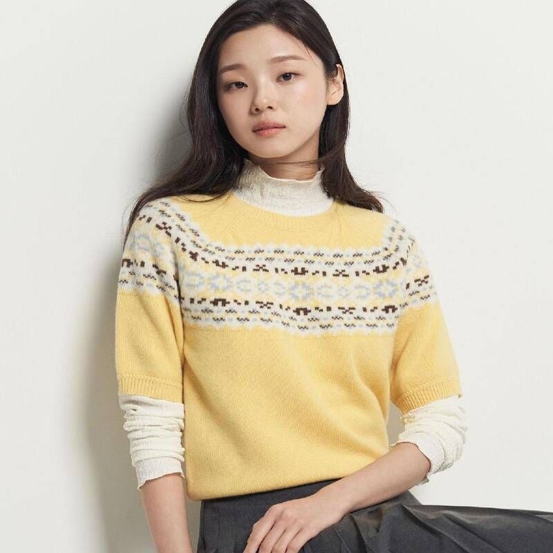 빈폴 레이디스 페어아일 반소매 풀오버 - 옐로우BF5951C05E BEF925 YGS693