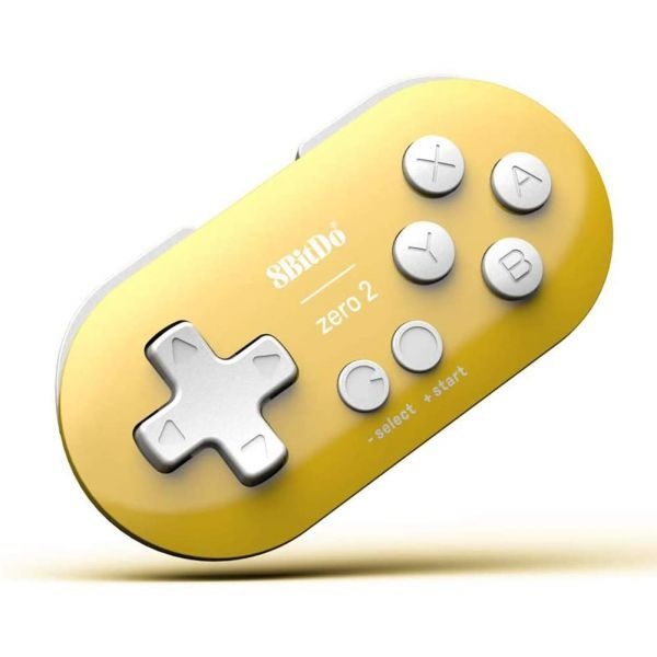 [해외] 8Bitdo Zero 2 Mini 블루투스 게임패드 스위치 윈도우 안드로이드 맥OS 스팀 라즈베리 파이 호환 노란색 255559