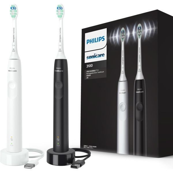 PHILIPS [해외] 필립스 소닉케어 HX3675/24 전동 칫솔 3100 시리즈 가벼운 USB 충전식 2개 세트