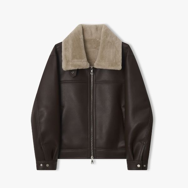 [롯데백화점] 리버클래시 남성 25F/W 브라운 세미오버핏 램 텍스처 무스탕 LLW25653