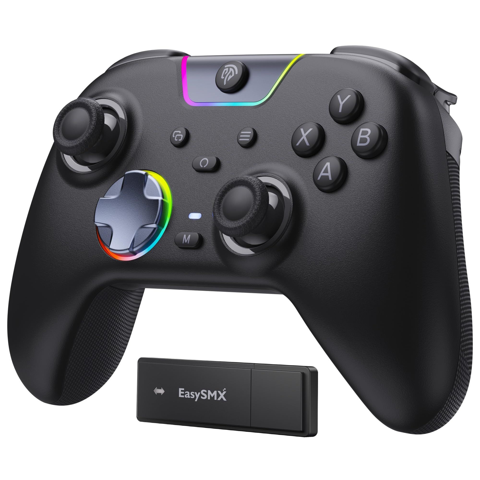 EasySMX [해외] EasySMX X05PRO PC 컨트롤러 무선/유선 2.4G RGB 1000Hz TURBO연사 진동조절 1000mAh PC/Switch/Android/iOS 호환 블랙