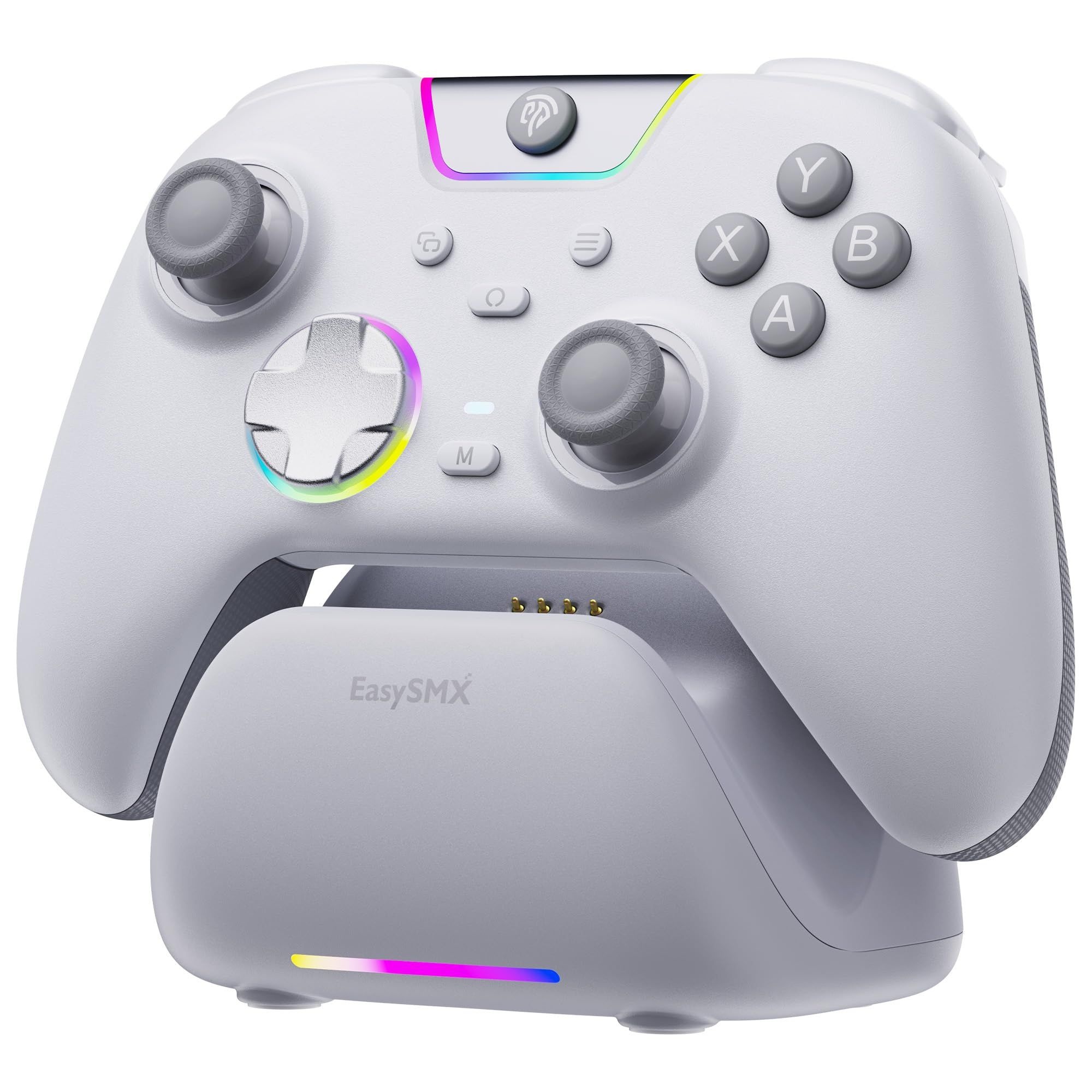 EasySMX [해외] EasySMX X05PRO PC 컨트롤러 무선/유선 2.4G 리시버 충전독 홀센서 터보연사 3모드 화이트