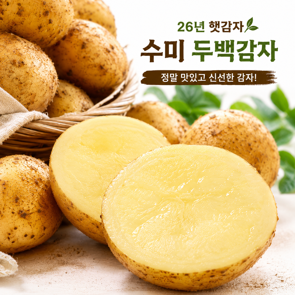 [온누리7%혜택]국내산 26년 햇 감자 ( 수미 / 두백 ) 2kg 3kg 5kg 10kg 홍감자 (옵션추가) 산지직송 포슬포슬 알감자 ([고품위] 26년도 햇 수미감자 2kg (중))