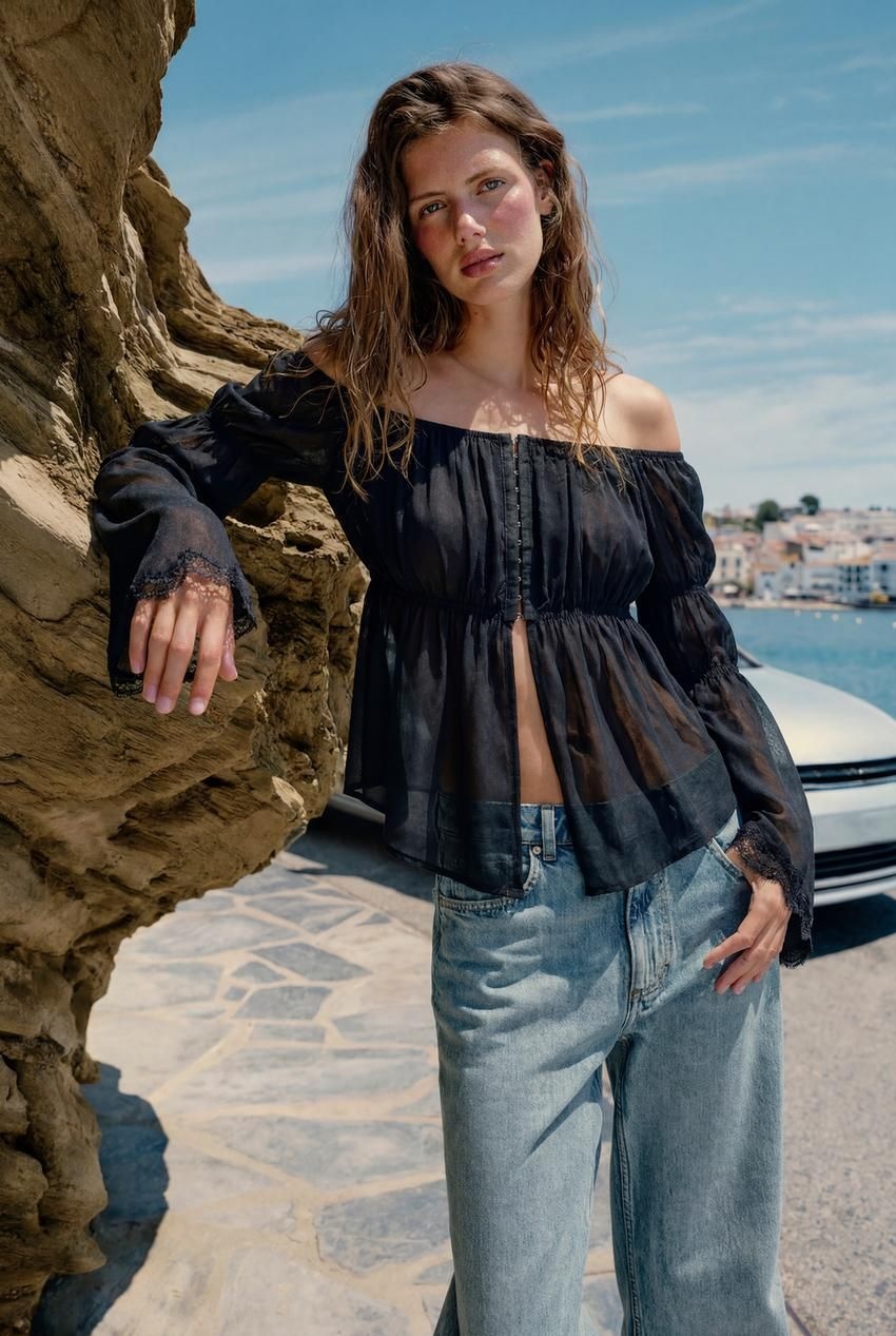 ZARA [국내발송] ZARA 여성 레이스 콤비 탑 - 블랙 4770/468/800 525157