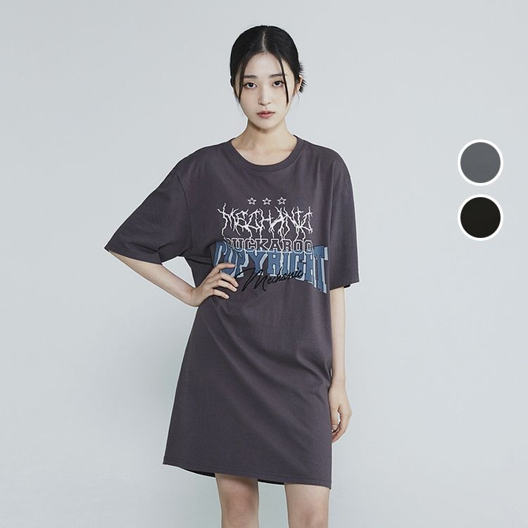 [롯데백화점] 버커루 여성 20수 레터링 루즈핏 롱 반팔 티셔츠 B232TS660P LE1220877399