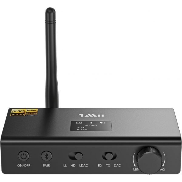 [해외] 1Mii DS700 HiFi 블루투스 오디오 송수신기 TV용 오디오파일 DAC LDAC aptX HD LL OLED 디스플레이 광 동축 입력 출력 RCA 전용
