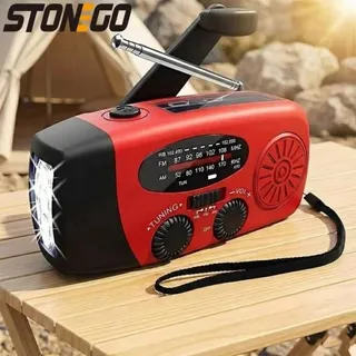 휴대용 수동 크랭크 태양광 FM M 라디오 NO 날씨 LED 손전등