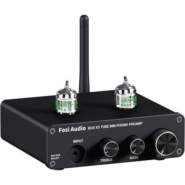 [해외] Fosi Audio 포시오디오 Box X3 블루투스 5.0 포노 프리앰프 턴테이블 5725W 진공관 MM 턴테이블용 미니 스테레오 하이파