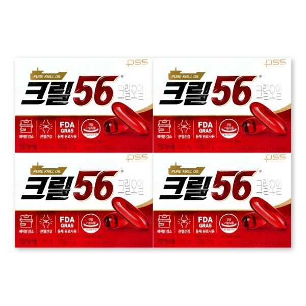 크릴56 1000mg X 30캡슐 4박스 펄세스 함익병 크릴오일 56