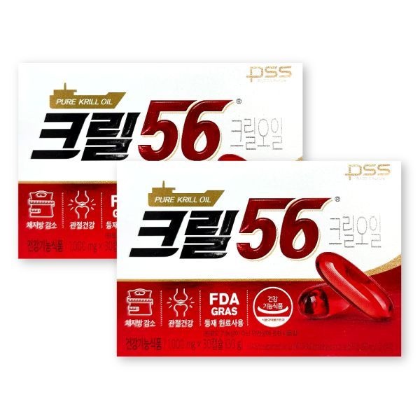 크릴56 1000mg X 30캡슐 2박스 펄세스 함익병 크릴오일 56