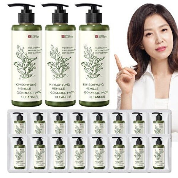 [김소형헤밀레](시크릿)(2+1)본초 생곡물팩 클렌저 특대용량 240g 3병+여행용16매추가