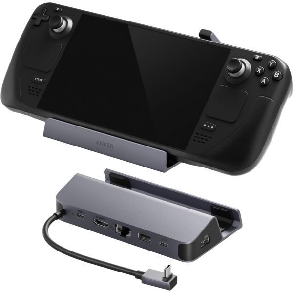 [해외] Anker 앤커 Steam Deck Dock OLED ROG Ally Legion Go용 도킹 스테이션 6 in 1 USB C 허브 HDMI 4K 60Hz 1Gbps 이더넷 A 2개 1개 포함 90W