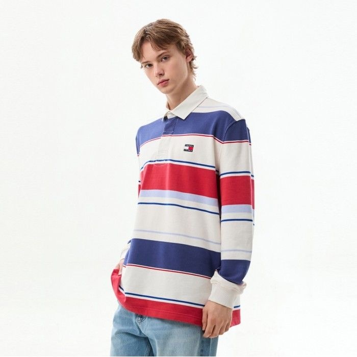 타미진스 [공식][신상30%] 릴렉스 핏 스트라이프 럭비 티셔츠 T32G6TTO12TMT1YBL (정상가:179,000원)