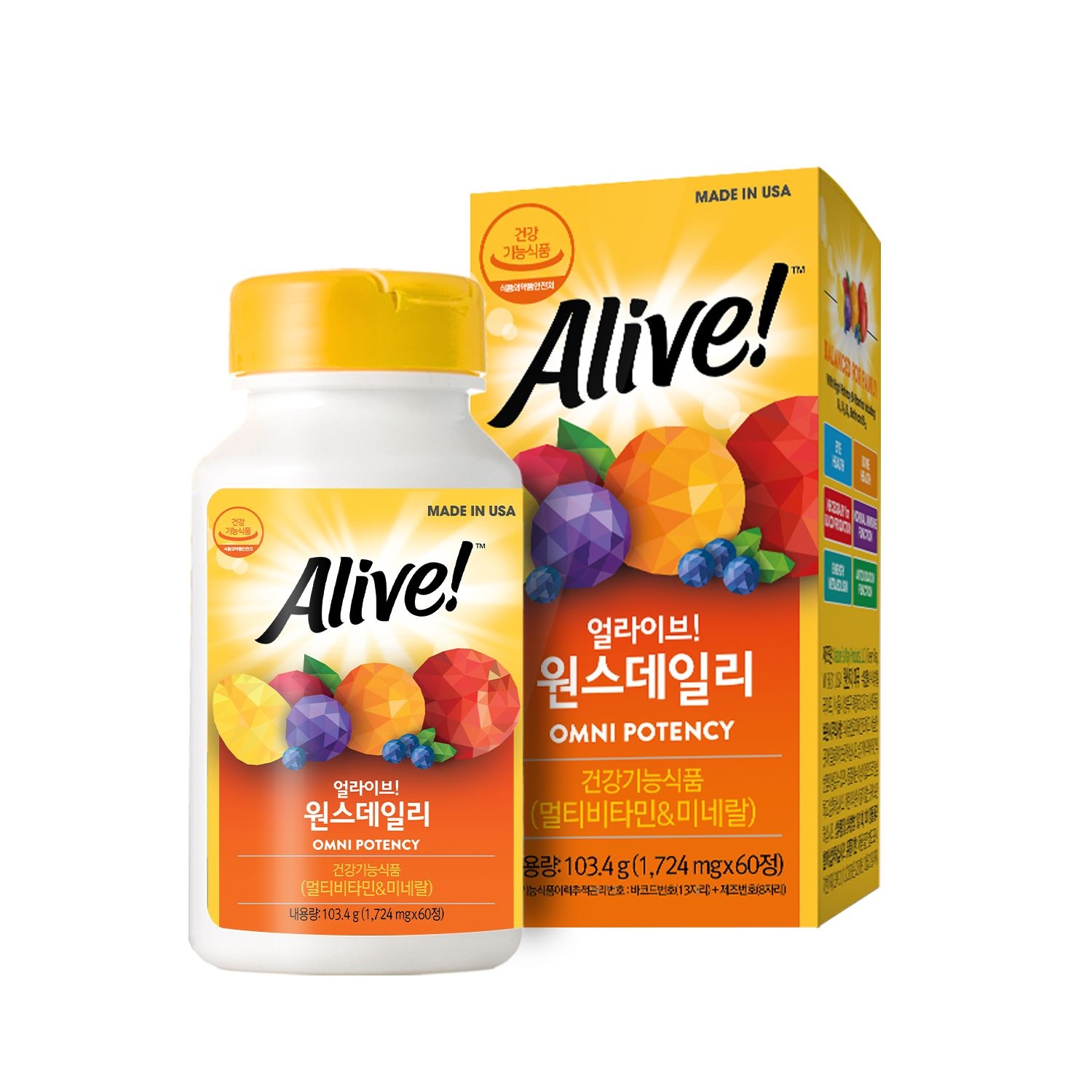 얼라이브 멀티비타민 60정 1병 외 포맨,포우먼,50+,밀크씨슬, 칼슘 (선택1) (01_얼라이브 멀티비타민 60정 1병)