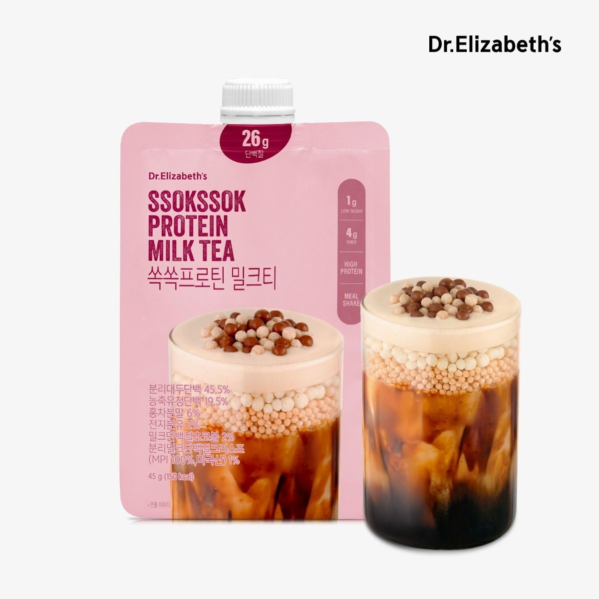 나우푸드 닥터엘리자베스 쏙쏙프로틴 저당 단백질쉐이크 밀크티 1개입 / 단백질 26g