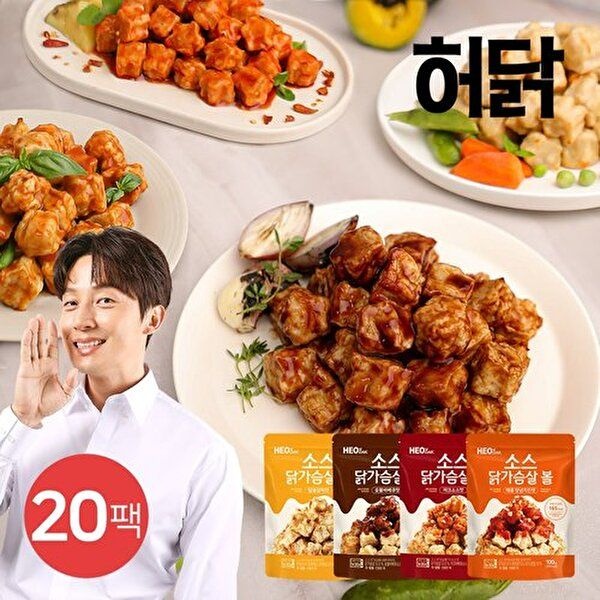 허닭 [허닭]소스 닭가슴살볼 100g 4종 20팩