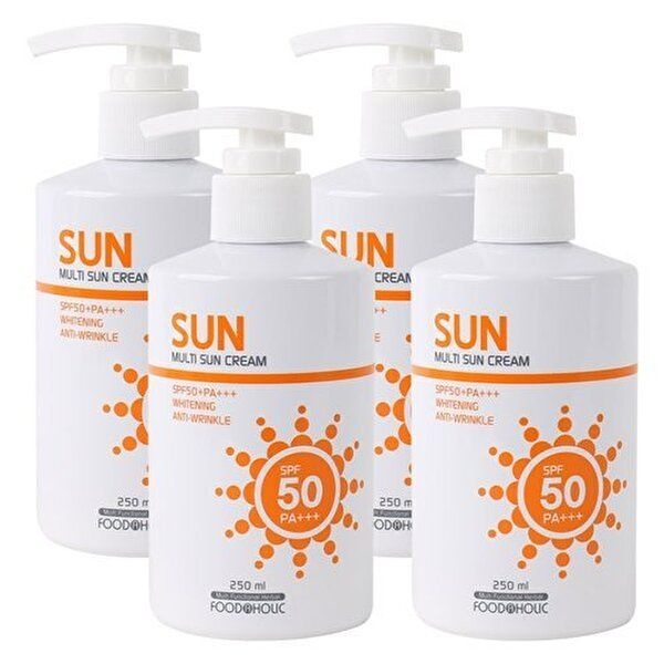 [푸드어홀릭](4개)푸드어홀릭 멀티 선크림 250ml SPF50 PA+++펌프형 /백탁없는 혼합자차 썬크림 선블록 자외선차단제