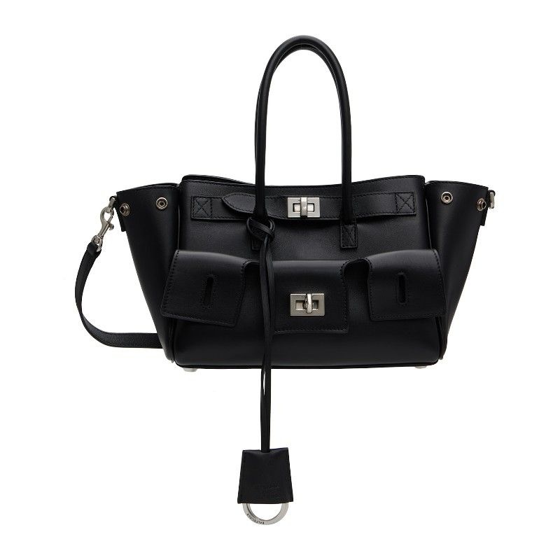 발렌시아가 블랙 미니 벨 에어 캐리 올 핸드백 835732-2ABAW 1000-Black