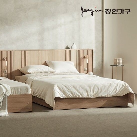 (무료배송) 로시 라이트 템바보드 LED 호텔식 수납 침대 Q 협탁2+본넬