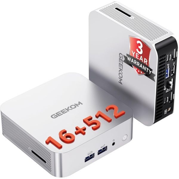 [해외] GEEKOM A5 Pro 프리미엄 미니 PC AMD Ryzen5 7430U 16GB RAM 최대 96GB 512GB SSD 저소음 절전 Windows 11 8K 그래픽 디자인 HDMI 2개 USB