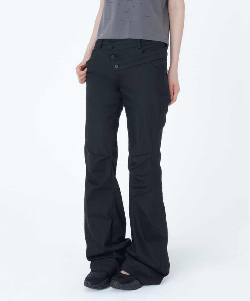 MISEKI SEOUL 매장정품 7월 27일 배송 미세키서울 MISEKI SEOUL Diagonal strap bootcut pants BLACK MSK26HSPT03BK 178776