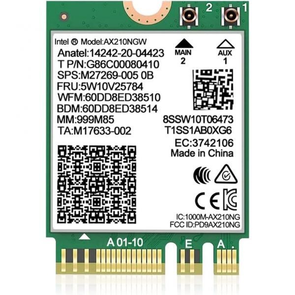NICGIGA 스토어 방문하기 [해외] WiFi 6E 무선 카드 인텔 AX210 NGW 블루투스 5.3 트라이밴드 5400Mbps 네트워크 어댑터 노트북 지원 윈도우 10/11 (64비트) M.