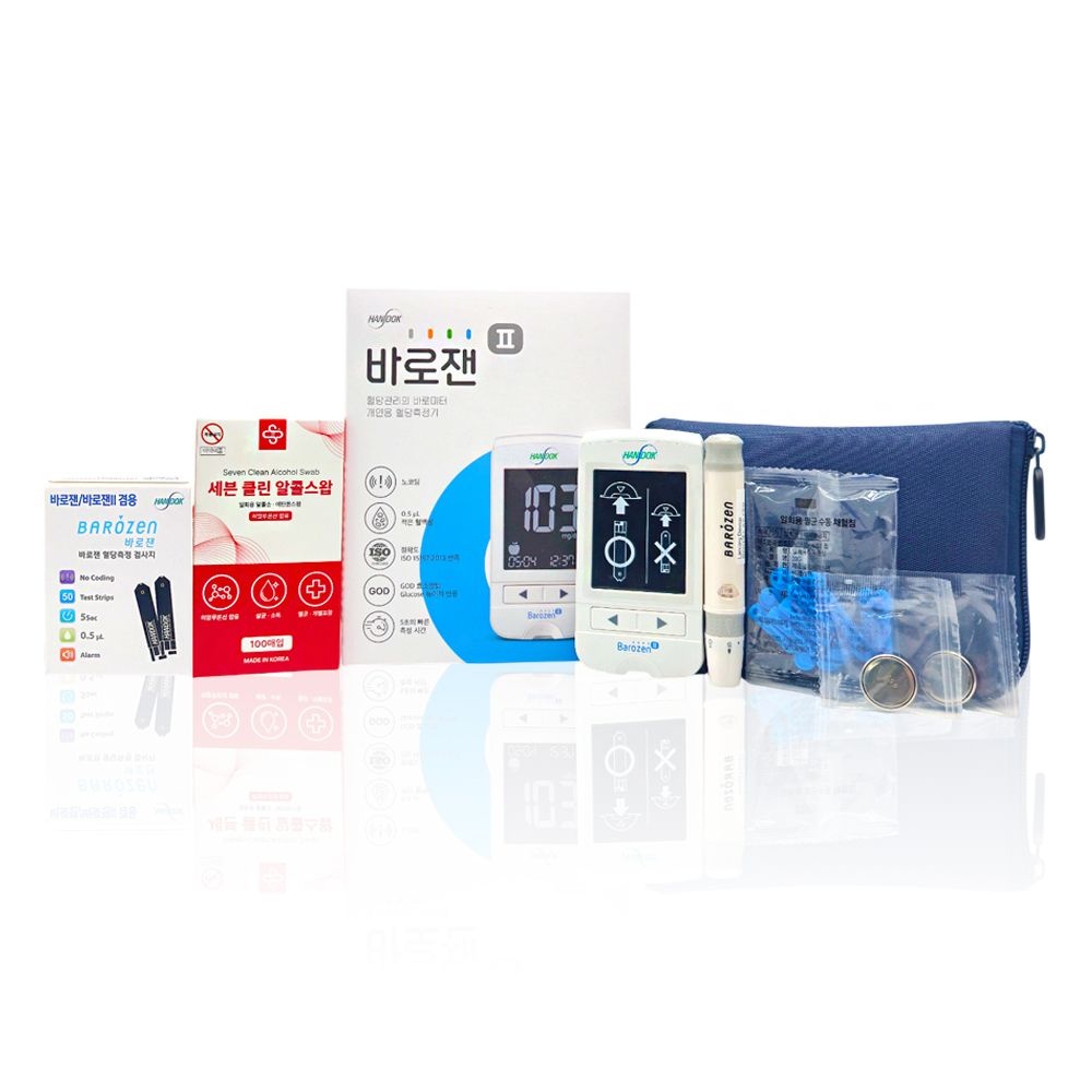 바로잰2 혈당 측정기 + 바로잰 검사지 50매 + 세븐 클린 알콜스왑 100매입