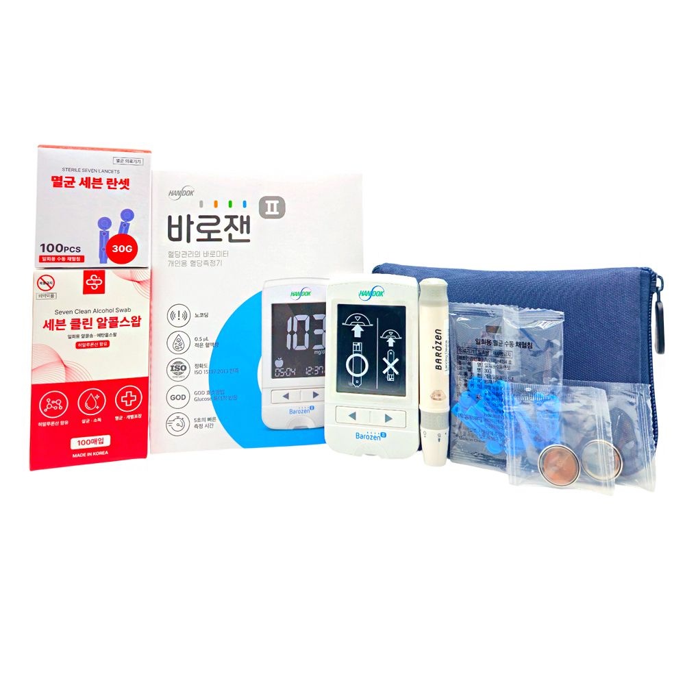 바로잰2 혈당 측정기 + 세븐 멸균 란셋 30G + 세븐 클린 알콜스왑 100매입