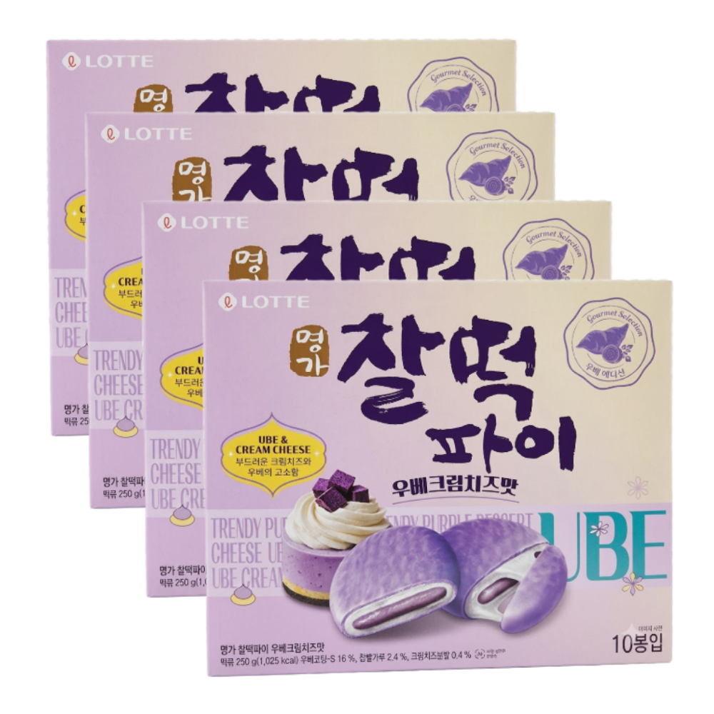 롯데리아 롯데웰푸드 명가 찰떡파이 우베크림치즈맛 250g x 4개