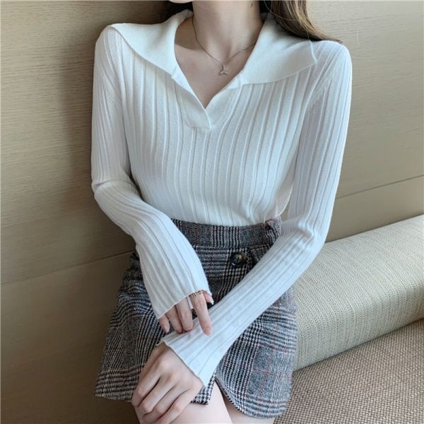 모노위크 모노위크 퀄리티보장 쫀쫀해요 가을 반오픈 카라넥 긴팔 기본 골지니트 896134