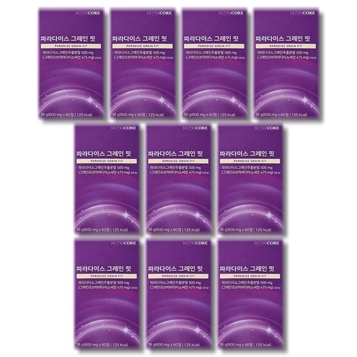 [건강나라] 뉴트리코어 파라다이스 그레인 핏 600mg x 60정 10개