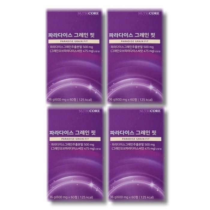 [건강나라] 뉴트리코어 파라다이스 그레인 핏 600mg x 60정 4개
