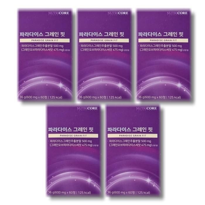 [건강나라] 뉴트리코어 파라다이스 그레인 핏 600mg x 60정 5개