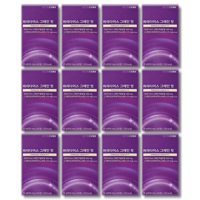 [건강나라] 뉴트리코어 파라다이스 그레인 핏 600mg x 60정 12개