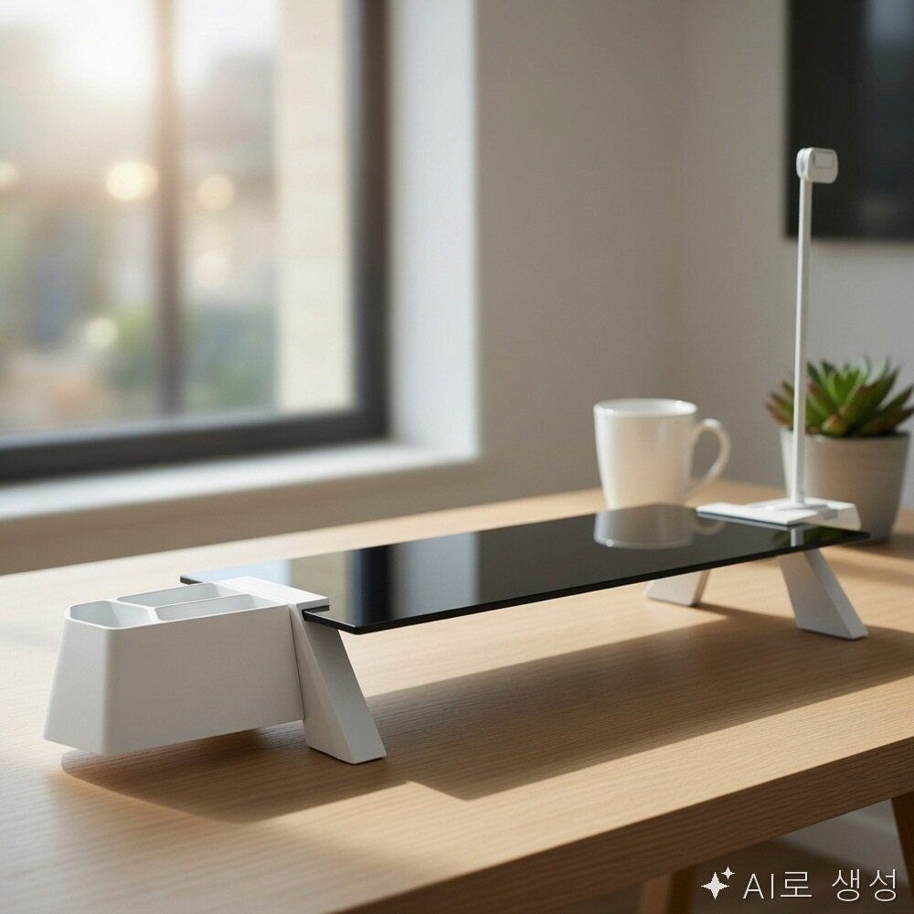사각몰 블랙강화유리 모니터받침대 USB3.0 화이트 듀얼모니터받침대 노트북지지대 랩탑거치대