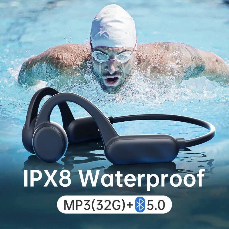[해외] 골전도 블루투스 무선 이어폰 샤오미-소니 수영 IPX8 방수 헤드폰 32G RAM Mp3 음악 마이크