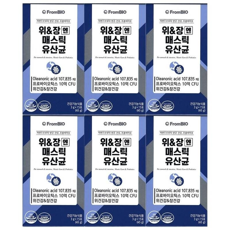 프롬바이오 위&장엔 매스틱 유산균 15포 6개 /