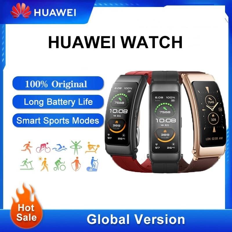[해외] 스마트 워치 손목 밴드 100% 오리지널 화웨이 TalkBand B6 팔찌 Bluetooth5.2 1.53 인치 AMOLED 스크린 기린 A1 프로세서 통화